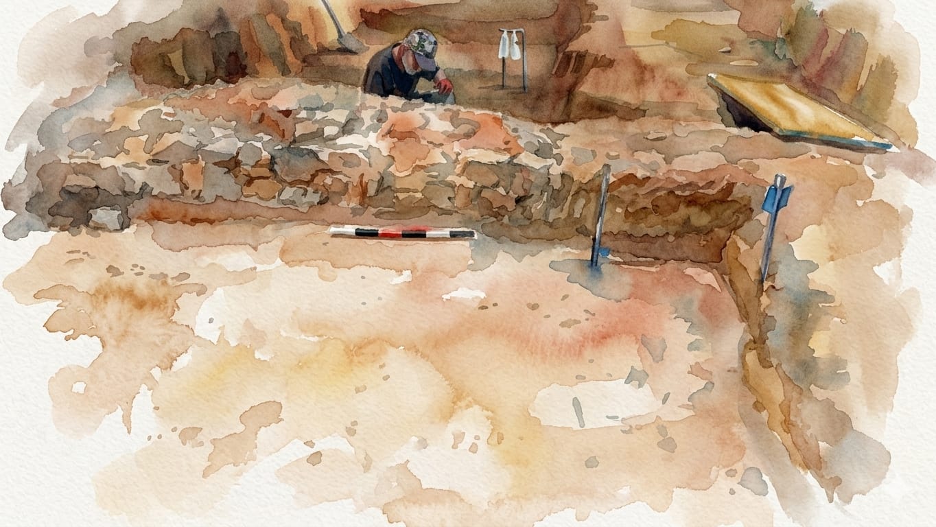 Ilustración de la excavación de la maqbara de Badajoz